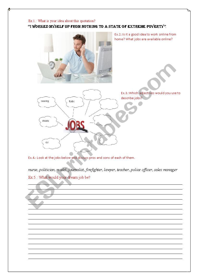 Let`s talk about jobs worksheet